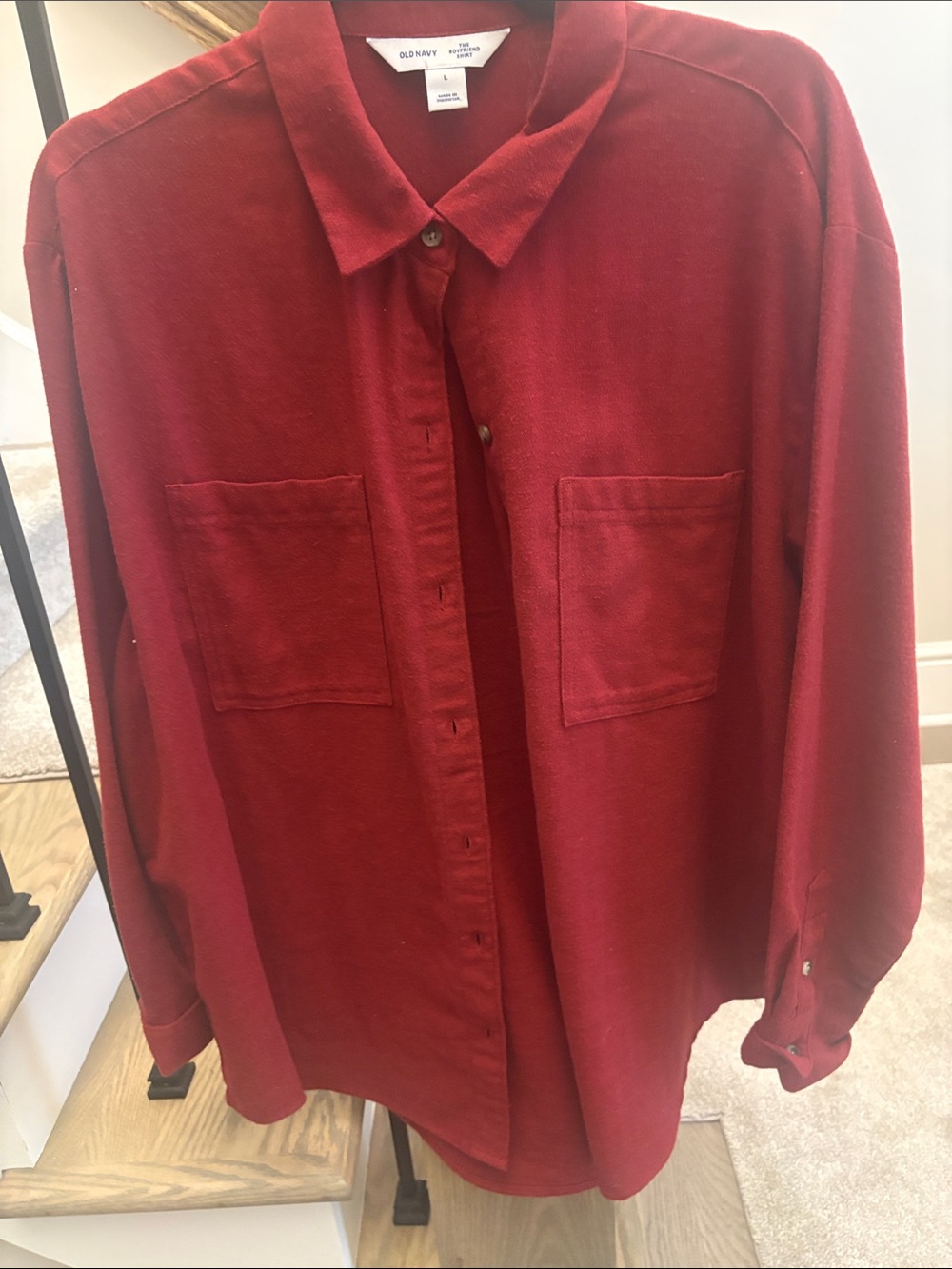 Old Navy Women's Deep Red Button-Down Shirt
